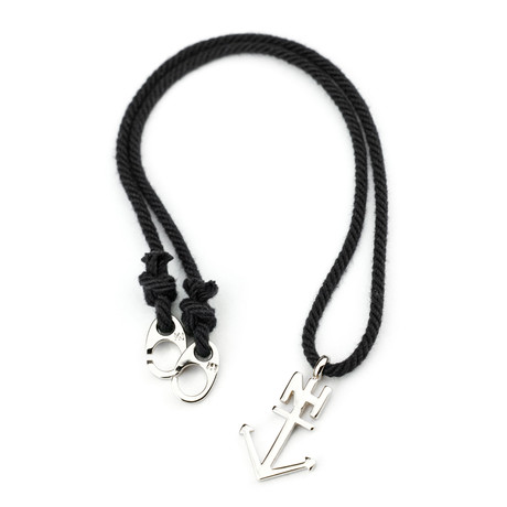 Silver Anchor Necklace // Rope (Black)