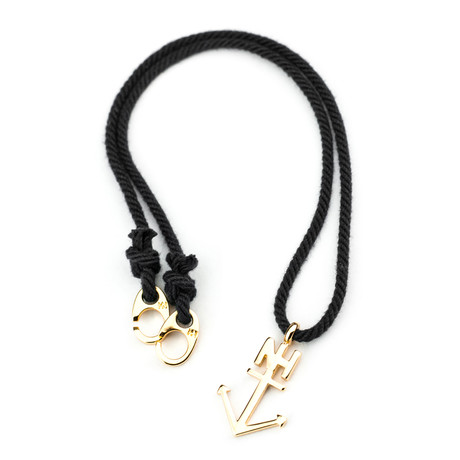 Gold Anchor Necklace // Rope (Black)