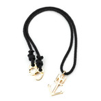 Gold Anchor Necklace // Rope (Black)