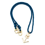 Gold Anchor Necklace // Rope (Black)