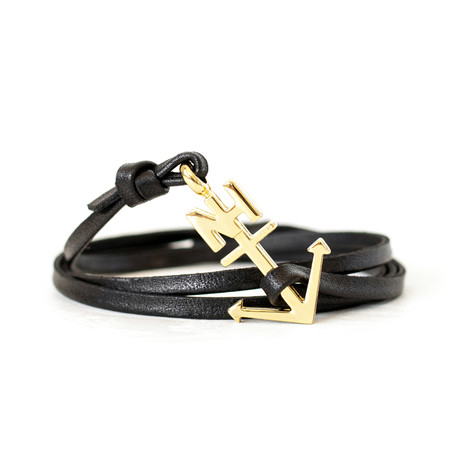 Gold Anchor Bracelet // Leather