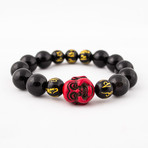 King Pin Red Buddha Bracelet // Black + Red Onyx