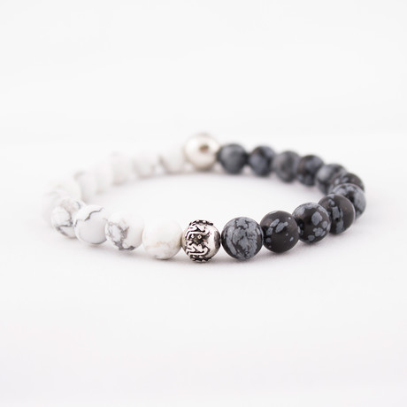 Year of the Dog + Pig Bracelet // Snow Flake Obsidian + White Howlite