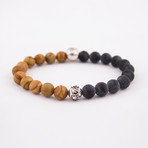 Year of the Ox + Tiger Bracelet // Wood Jasper + Flat Black Onyx