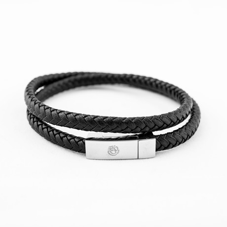 Stainless Steel Magnetic Rebel Wrap Bracelet // Black