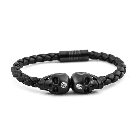 Stainless Steel Rebel Skulls Bracelet // Matte Black