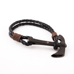 Stainless Steel Rebel Axe Bracelet // Black + Brown