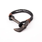 Stainless Steel Rebel Axe Bracelet // Black + Brown