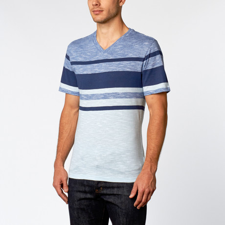 Nick V-Neck Tee  // Rich Blue Stripe (S)