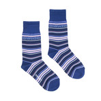 Luxury Socks // Midnight Blue + Purple, White + Pink Horizontal Lines