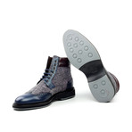 Wingtip Mixed Lace-Up Boot // Navy Tweed (Euro: 40)