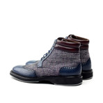 Wingtip Mixed Lace-Up Boot // Navy Tweed (Euro: 40)
