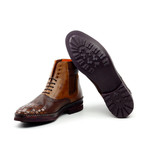 Multi-Texture Lace-Up Captoe Boot // Camel + Brown (Euro: 41)