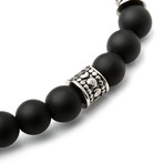 Stainless Steel Bracelet // Black Bead