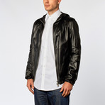 Hooded Leather Jacket // Black (US: 50R)