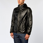 Hooded Leather Jacket // Black (US: 44R)