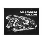 Millennium Falcon In Flight (17"W x 11"H // Blue Grid)
