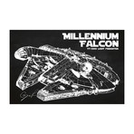 Millennium Falcon In Flight (17"W x 11"H // Blue Grid)