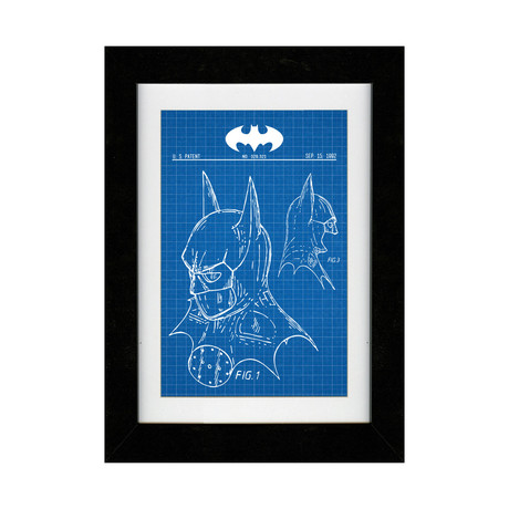 Batman Cowl (11"W x 17"H // Blue Grid)
