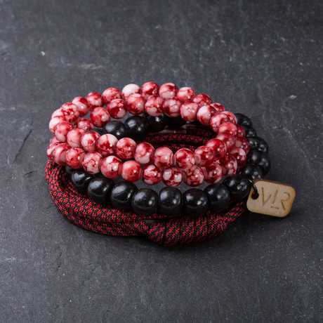 Diamond Variety Bracelet Set // Red + Black