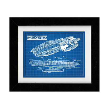 Battlestar Galactica Spaceship (24"W x 18"H // Blue Grid)