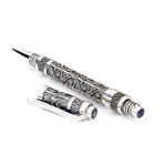 Sterling Silver Balinese Design Pen // Amethyst + Blue Quartz