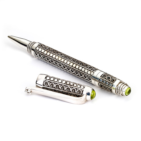 Sterling Silver Geometric Dot Pen (Peridot)