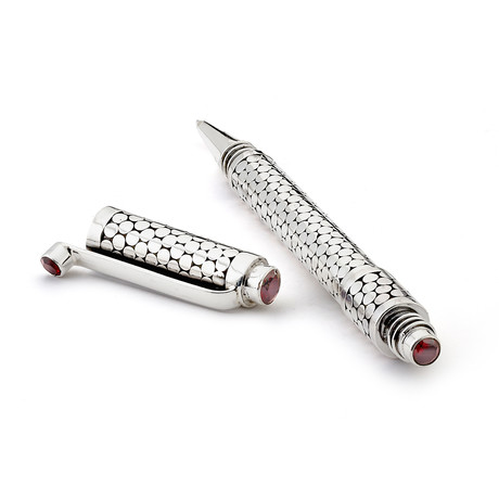 Sterling Silver Stone Pen // Red Garnet