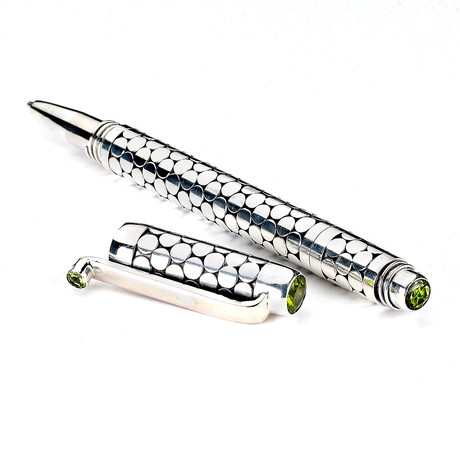 Sterling Silver Armadillo Pen (Peridot)