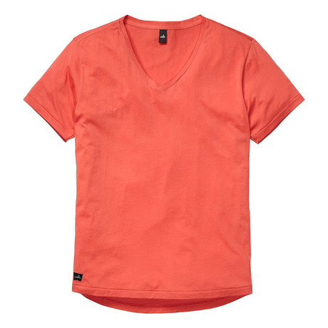 Austin Slub V Neck Shirt // Coral Red (S)