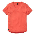 Austin Slub V Neck Shirt // Coral Red (XL)