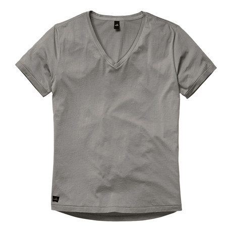 Brown Low V Neck T-Shirt // Stone Grey (S)