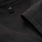 Brown Low V Neck T-Shirt // Off Black (L)