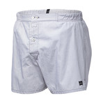 Bennett Tailored Boxer Shorts // Dirty Grey Stripe (L)