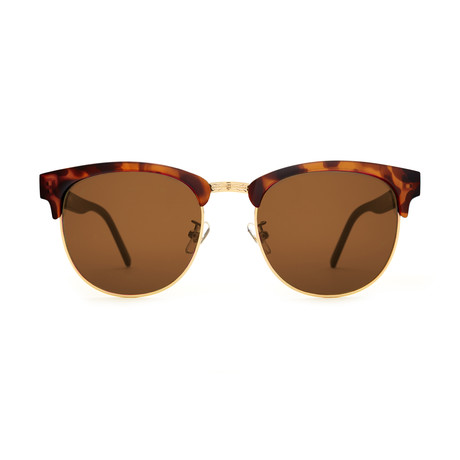 The Nudie Club // Matte Brown Tortoise + Gold Mirror Lenses