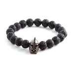 Lava Stone Gladiator Bracelet // Silver + Black