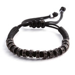 Stoppers Macrame Bracelet // Rhodium + Black