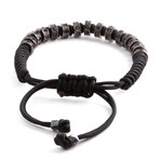 Stoppers Macrame Bracelet // Rhodium + Black