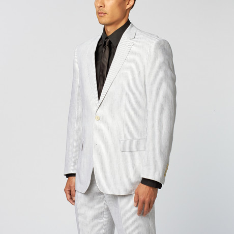 Linen Stripe Classic Fit Suit // White (US: 34R)