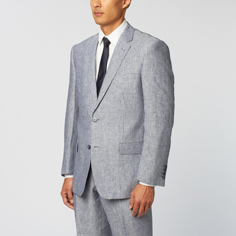 Linen Stripe Classic Fit Suit // Navy (US: 34R)