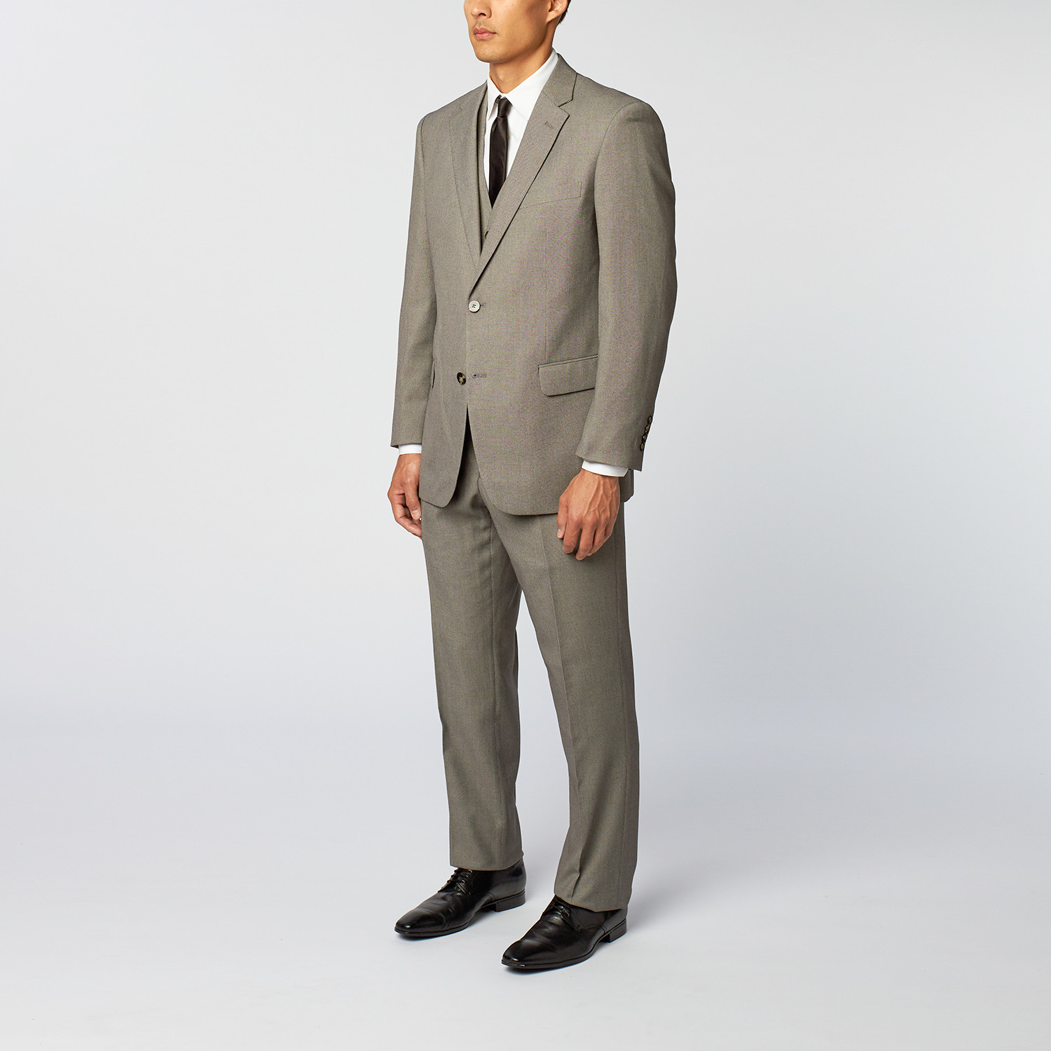 Birdseye Two-Tone Solid Classic Fit Suit // Salt + Pepper (US: 50L ...