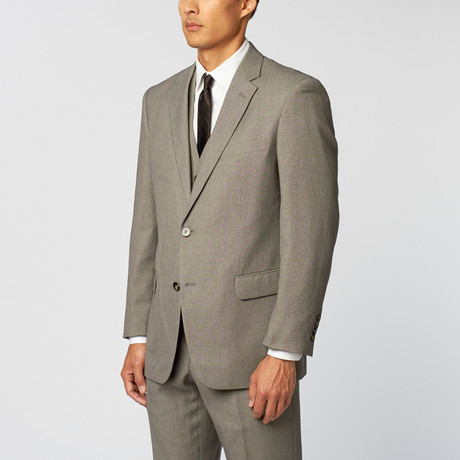 Birdseye Two-Tone Solid Classic Fit Suit // Salt + Pepper (US: 34R)