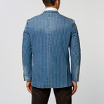 Pinstripe Slim Fit Blazer // Denim (XS)