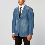 Pinstripe Slim Fit Blazer // Denim (L)