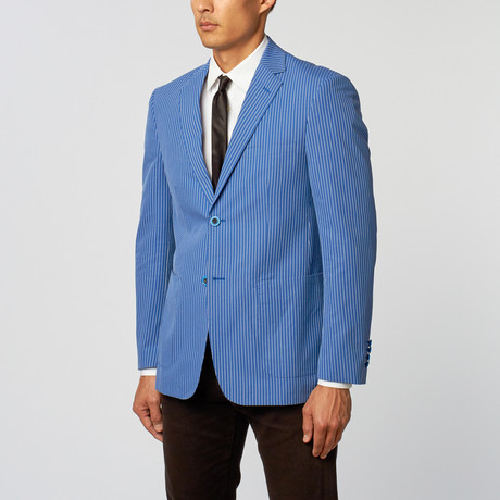 Stripe Slim Fit Blazer // Medium Blue (US: 34R)