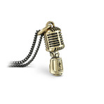 Microphone Necklace (Bronze // 20" Gunmetal Chain)