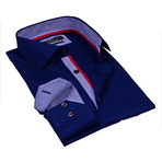 Button-Up Dress Shirt // Navy (M)