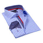 Classic Button-Up Dress Shirt // Light Blue Gingham (XL)
