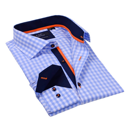 LVS By Levinas // Button-Up Dress Shirt // Light Blue Gingham (S)