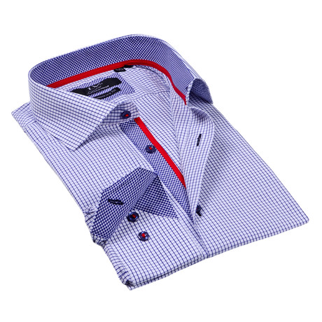 Button-Up Dress Shirt // Navy Check (S)